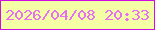 文字の大きさ：1、枠の色：cf0be6、背景の色：f4fea4、文字の色：e770f2 無料ブログパーツのブログ時計