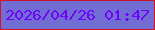 文字の大きさ：5、枠の色：cf1327、背景の色：726dd3、文字の色：7002fb 無料ブログパーツのブログ時計