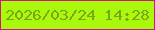 文字の大きさ：2、枠の色：cf1684、背景の色：aaf90d、文字の色：77a715 無料ブログパーツのブログ時計