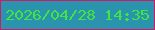 文字の大きさ：1、枠の色：cf1b66、背景の色：2a94af、文字の色：42e343 無料ブログパーツのブログ時計
