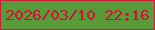 文字の大きさ：5、枠の色：cf1c37、背景の色：599a3b、文字の色：d30f33 無料ブログパーツのブログ時計