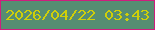 文字の大きさ：2、枠の色：cf1d7e、背景の色：568d72、文字の色：cfcf09 無料ブログパーツのブログ時計