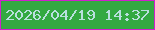 文字の大きさ：4、枠の色：cf20cd、背景の色：33a942、文字の色：b9e0de 無料ブログパーツのブログ時計