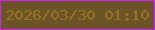 文字の大きさ：5、枠の色：cf20ff、背景の色：6c5227、文字の色：967422 無料ブログパーツのブログ時計