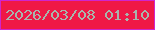 文字の大きさ：2、枠の色：cf25cd、背景の色：ef1846、文字の色：a8b5ad 無料ブログパーツのブログ時計