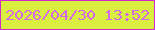 文字の大きさ：2、枠の色：cf2acd、背景の色：d9ee3f、文字の色：d369e5 無料ブログパーツのブログ時計