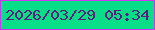 文字の大きさ：1、枠の色：cf35f5、背景の色：08de88、文字の色：5a1d7e 無料ブログパーツのブログ時計