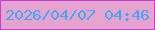 文字の大きさ：5、枠の色：cf38de、背景の色：e4a4ce、文字の色：46a5f9 無料ブログパーツのブログ時計