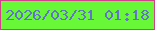 文字の大きさ：1、枠の色：cf428b、背景の色：69f837、文字の色：6174c9 無料ブログパーツのブログ時計