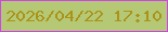 文字の大きさ：5、枠の色：cf46e6、背景の色：b4c876、文字の色：ab9318 無料ブログパーツのブログ時計