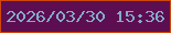 文字の大きさ：3、枠の色：cf470c、背景の色：5d0e50、文字の色：84abca 無料ブログパーツのブログ時計