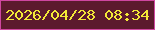 文字の大きさ：3、枠の色：cf47a1、背景の色：5c1a2e、文字の色：f3e937 無料ブログパーツのブログ時計