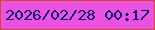 文字の大きさ：5、枠の色：cf4a2a、背景の色：eb53de、文字の色：0c0e7a 無料ブログパーツのブログ時計