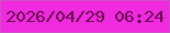 文字の大きさ：5、枠の色：cf4fc9、背景の色：ef2adf、文字の色：6a0a4f 無料ブログパーツのブログ時計