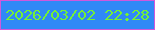 文字の大きさ：2、枠の色：cf58dc、背景の色：3089f6、文字の色：73f136 無料ブログパーツのブログ時計