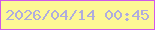 文字の大きさ：1、枠の色：cf58eb、背景の色：fdf895、文字の色：afacde 無料ブログパーツのブログ時計