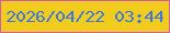 文字の大きさ：2、枠の色：cf5ab2、背景の色：f1cc1d、文字の色：3e77dd 無料ブログパーツのブログ時計