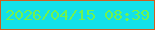 文字の大きさ：4、枠の色：cf5e1e、背景の色：13e1e8、文字の色：70f34e 無料ブログパーツのブログ時計