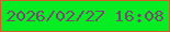 文字の大きさ：4、枠の色：cf5f2b、背景の色：06ed24、文字の色：754a6a 無料ブログパーツのブログ時計