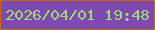 文字の大きさ：5、枠の色：cf640a、背景の色：7e49b1、文字の色：a2d971 無料ブログパーツのブログ時計