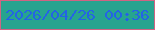 文字の大きさ：1、枠の色：cf6483、背景の色：27a48f、文字の色：2463e5 無料ブログパーツのブログ時計