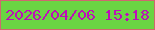 文字の大きさ：5、枠の色：cf676f、背景の色：6ad443、文字の色：bd0eb9 無料ブログパーツのブログ時計