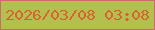 文字の大きさ：5、枠の色：cf6871、背景の色：b3bf4e、文字の色：d9632e 無料ブログパーツのブログ時計