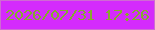 文字の大きさ：1、枠の色：cf6ad3、背景の色：d42bfc、文字の色：84ab2e 無料ブログパーツのブログ時計