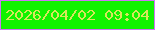 文字の大きさ：5、枠の色：cf74f7、背景の色：11f300、文字の色：d7e75b 無料ブログパーツのブログ時計