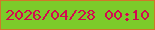 文字の大きさ：5、枠の色：cf7829、背景の色：7ccb2a、文字の色：d30950 無料ブログパーツのブログ時計