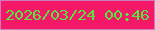 文字の大きさ：4、枠の色：cf7dba、背景の色：f51869、文字の色：55e63f 無料ブログパーツのブログ時計