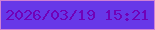 文字の大きさ：5、枠の色：cf81d5、背景の色：6738e8、文字の色：7101b8 無料ブログパーツのブログ時計