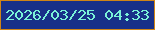 文字の大きさ：1、枠の色：cf8516、背景の色：183088、文字の色：7af2d8 無料ブログパーツのブログ時計