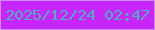文字の大きさ：3、枠の色：cf8cfc、背景の色：c626fa、文字の色：4cb1bb 無料ブログパーツのブログ時計