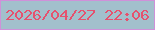 文字の大きさ：1、枠の色：cf91d9、背景の色：a2c0cc、文字の色：e5516e 無料ブログパーツのブログ時計