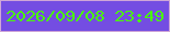 文字の大きさ：5、枠の色：cfa6d7、背景の色：744de2、文字の色：4af906 無料ブログパーツのブログ時計