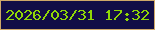 文字の大きさ：1、枠の色：cfa868、背景の色：120d46、文字の色：90d706 無料ブログパーツのブログ時計