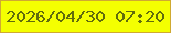 文字の大きさ：4、枠の色：cfa932、背景の色：f4ff01、文字の色：616c0d 無料ブログパーツのブログ時計