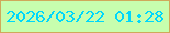 文字の大きさ：4、枠の色：cfa95a、背景の色：c7feae、文字の色：00d7fb 無料ブログパーツのブログ時計