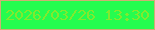 文字の大きさ：1、枠の色：cfae74、背景の色：25fc4f、文字の色：82e92e 無料ブログパーツのブログ時計