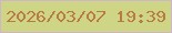 文字の大きさ：1、枠の色：cfb5cb、背景の色：ced686、文字の色：b97a46 無料ブログパーツのブログ時計