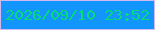 文字の大きさ：4、枠の色：cfb9ef、背景の色：1395fe、文字の色：06db79 無料ブログパーツのブログ時計