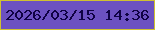 文字の大きさ：4、枠の色：cfc131、背景の色：6c51c1、文字の色：100244 無料ブログパーツのブログ時計