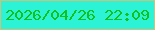 文字の大きさ：3、枠の色：cfc177、背景の色：2df3d6、文字の色：13c11b 無料ブログパーツのブログ時計