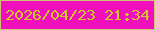 文字の大きさ：2、枠の色：cfc378、背景の色：f010bb、文字の色：d2c628 無料ブログパーツのブログ時計
