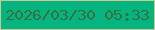 文字の大きさ：5、枠の色：cfc49a、背景の色：05b580、文字の色：397041 無料ブログパーツのブログ時計
