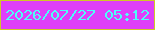 文字の大きさ：5、枠の色：cfc927、背景の色：df3ff9、文字の色：4dfef7 無料ブログパーツのブログ時計
