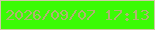文字の大きさ：5、枠の色：cfcaa5、背景の色：3bfb05、文字の色：afb171 無料ブログパーツのブログ時計
