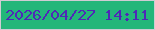 文字の大きさ：3、枠の色：cfccd4、背景の色：23b67a、文字の色：4f27b7 無料ブログパーツのブログ時計