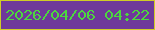 文字の大きさ：3、枠の色：cfcd26、背景の色：6f399a、文字の色：4cd73e 無料ブログパーツのブログ時計